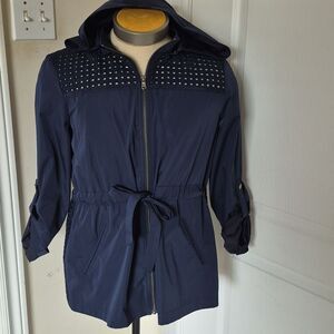 Navy Utility Lightweight Jacket with Embroidery Detail